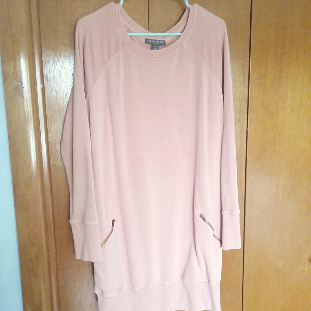 Maternity sweatshirt tunic coral L